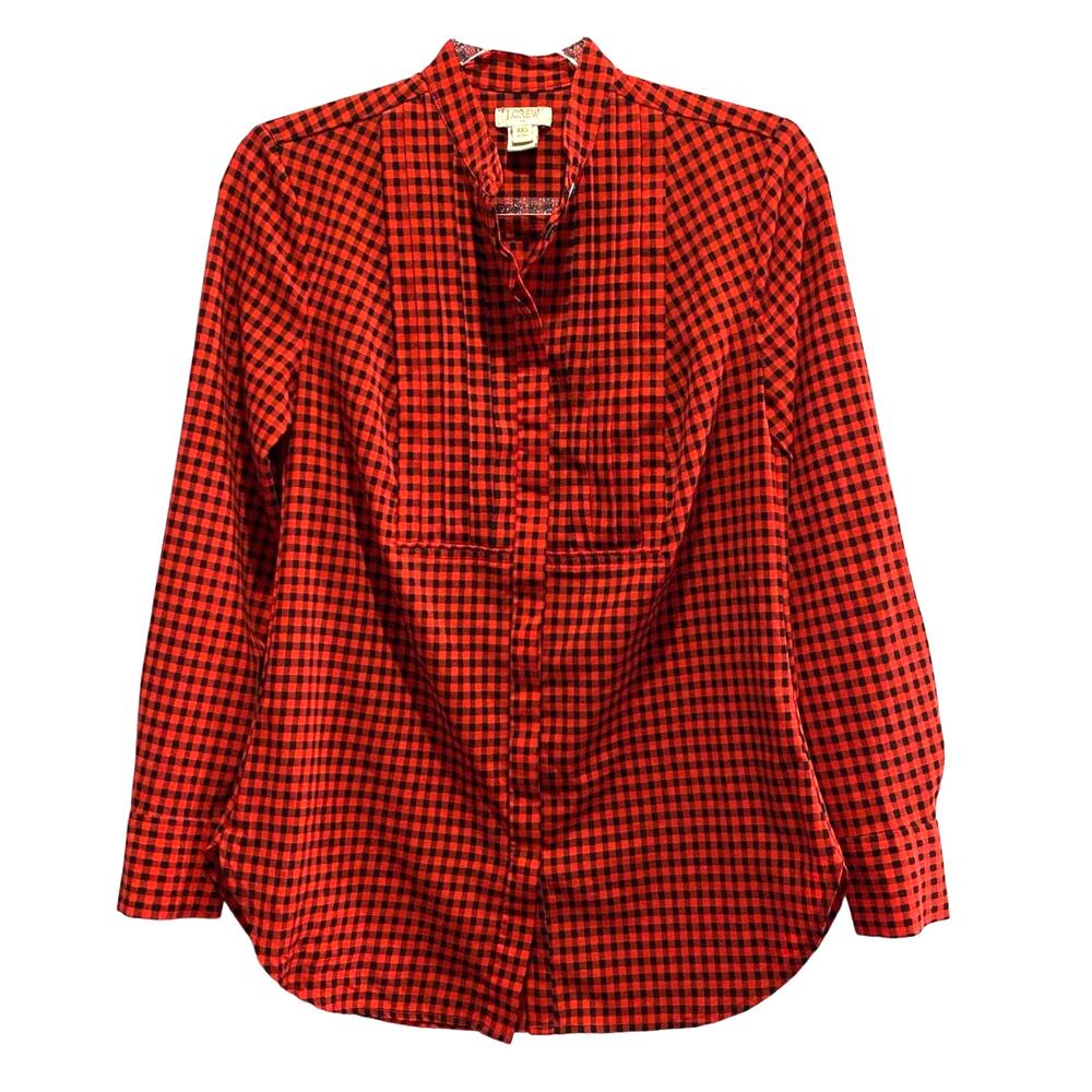 J. Crew Factory Drapey Buffalo Check Tuxedo Top XXS